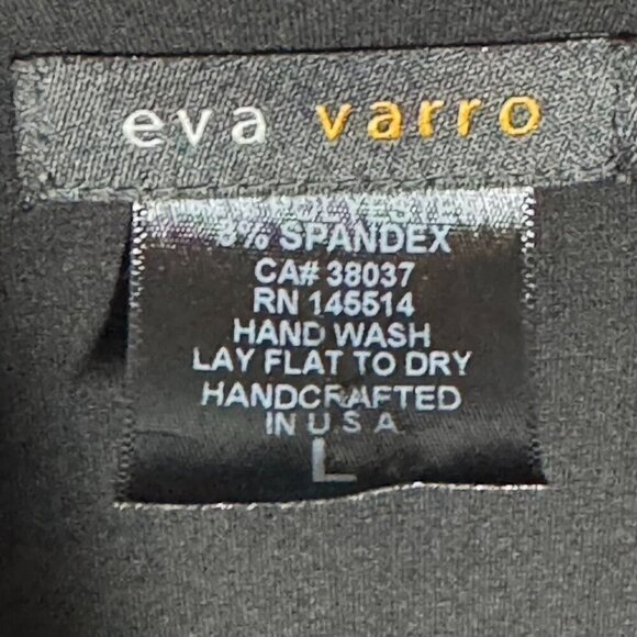 Eva Varro womens size Large top Slinky jersey knit black print bell sleeves - Picture 5 of 6